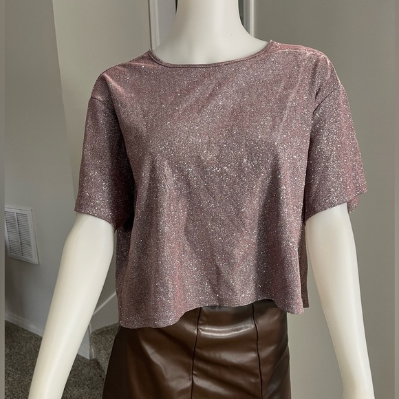 SHEIN Curve Glittery Pink Women's Top - Picture 1 of 7